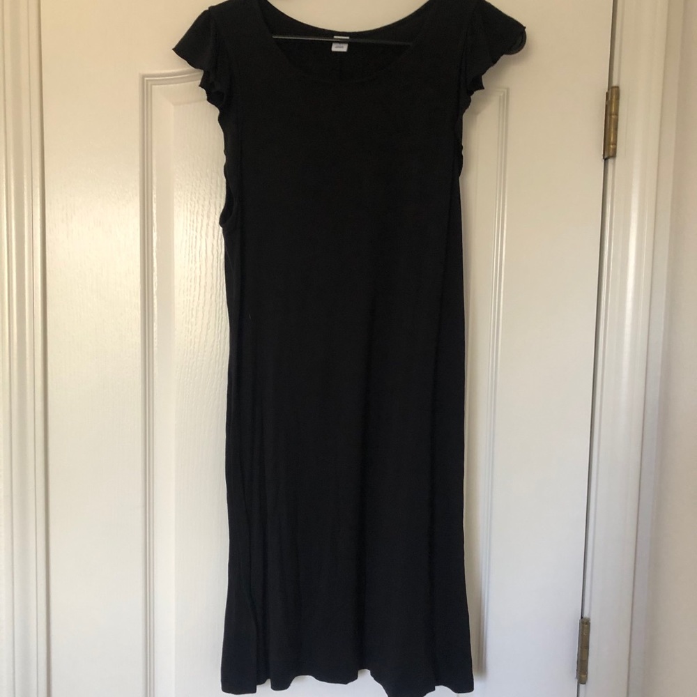 Black flutter sleeve dress